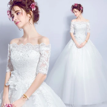 

Free shipping half sleeve boat neck sexy lady girl women princess bridesmaid banquet party wedding bridal dress gown
