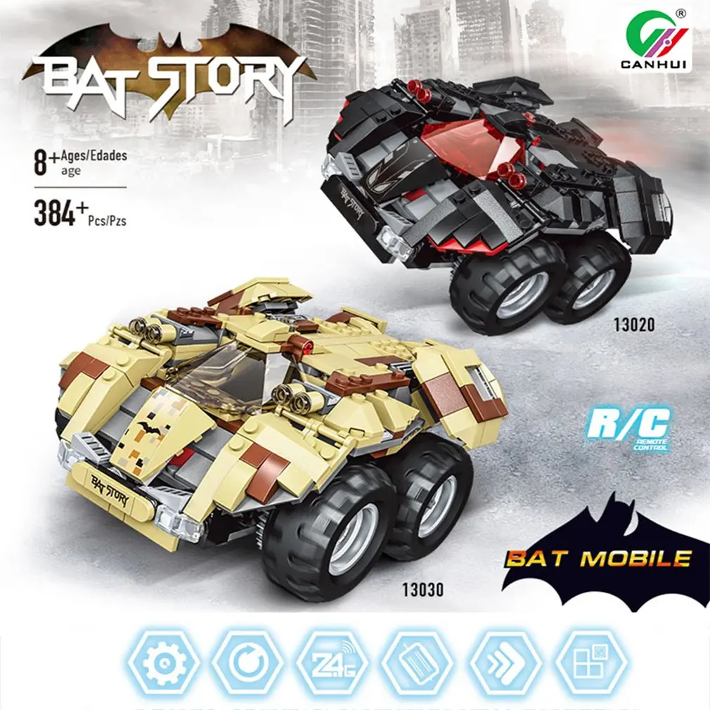 

2.4G 4H USB Charging Building Block DIY Electric Superheroes App-Controlled Batmobile Building Kit RC Car Model For Children