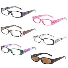 Henotin 5 упак. принтом в стиле ретро очки для чтения для Для женщин весной шарнир Овальный оправ очков включают солнцезащитный читателей 0,5 1,75 2,0 4,0