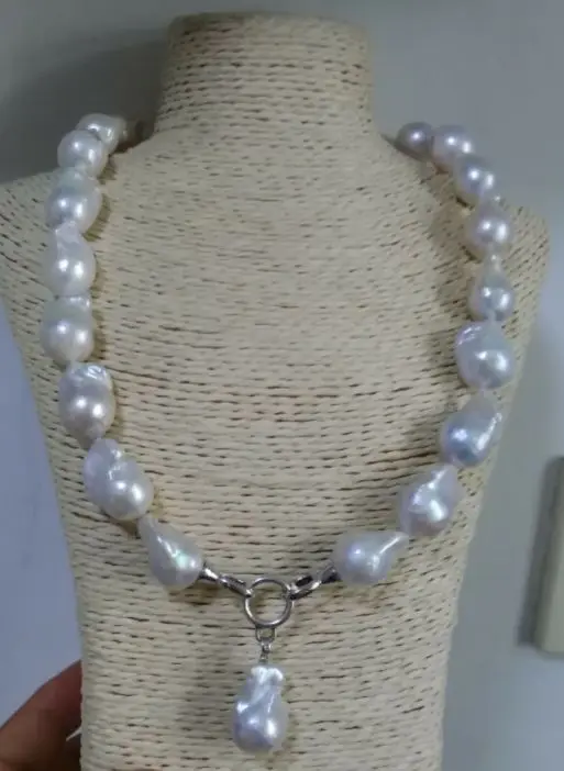 

new natural huge 25mm south seas white pearl necklace 18inch silver clasp (9.13)