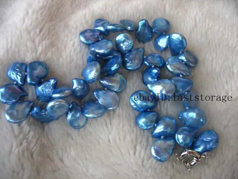 

FREE SHIPPING ******freshwater pearl sky blue coin 14-17mm necklace 17