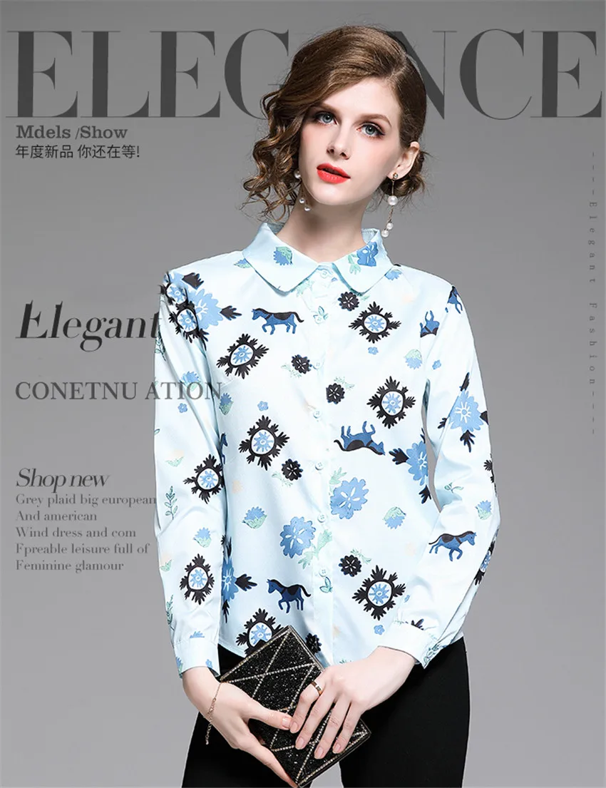 Женская рубашка с длинным рукавом с цветочным принтом элегантные Blusas Femininas модная блуза Женские топы и блузки Blusas Mujer De Moda