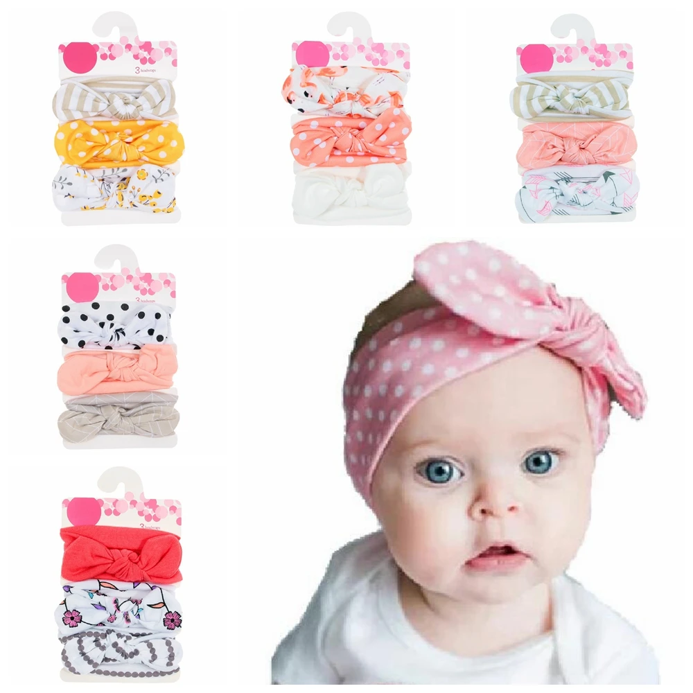 

Yundfly 3PCS Baby Girls Cotton Blend Headbands Dot Printed Knot Hairbands Newborn Headwear Set Birthday Gift Photo Shoot