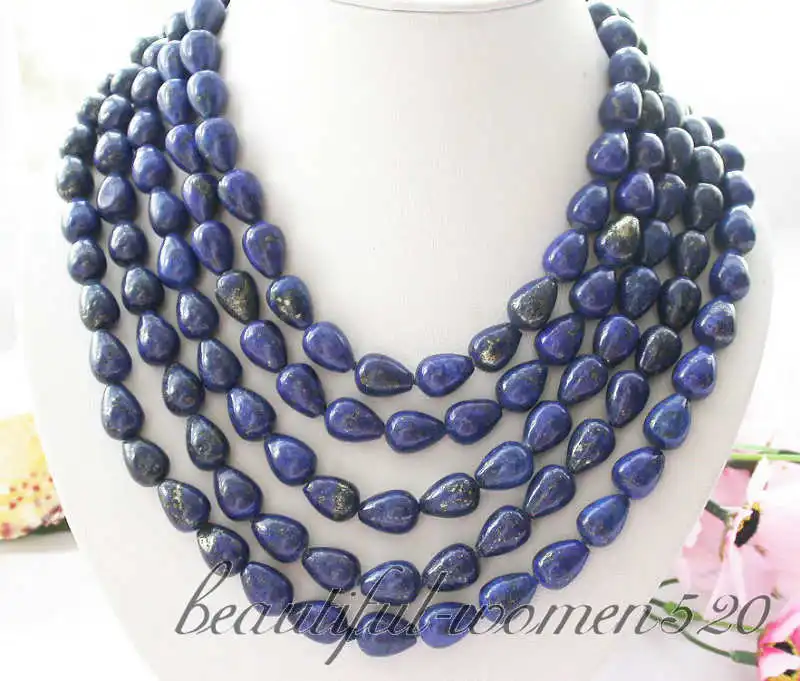 

Z3285 Long 100" 14mm drip blue lapis lazuli bead necklace