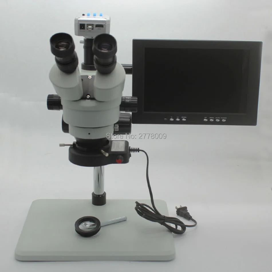 Trinocular Stereo Microscope 3.5X 90X Continuous Zoom Magnification ...