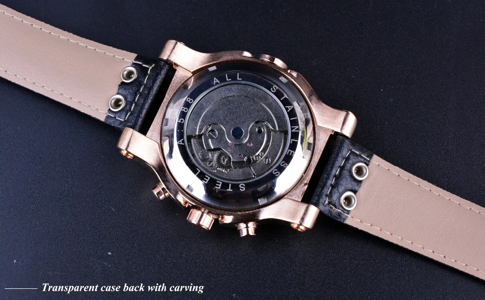 Forsining розовое золото корпус Tourbillon Классический дизайн из натуральной кожи ремешок часы мужские часы Лидирующий бренд Роскошные автоматические часы