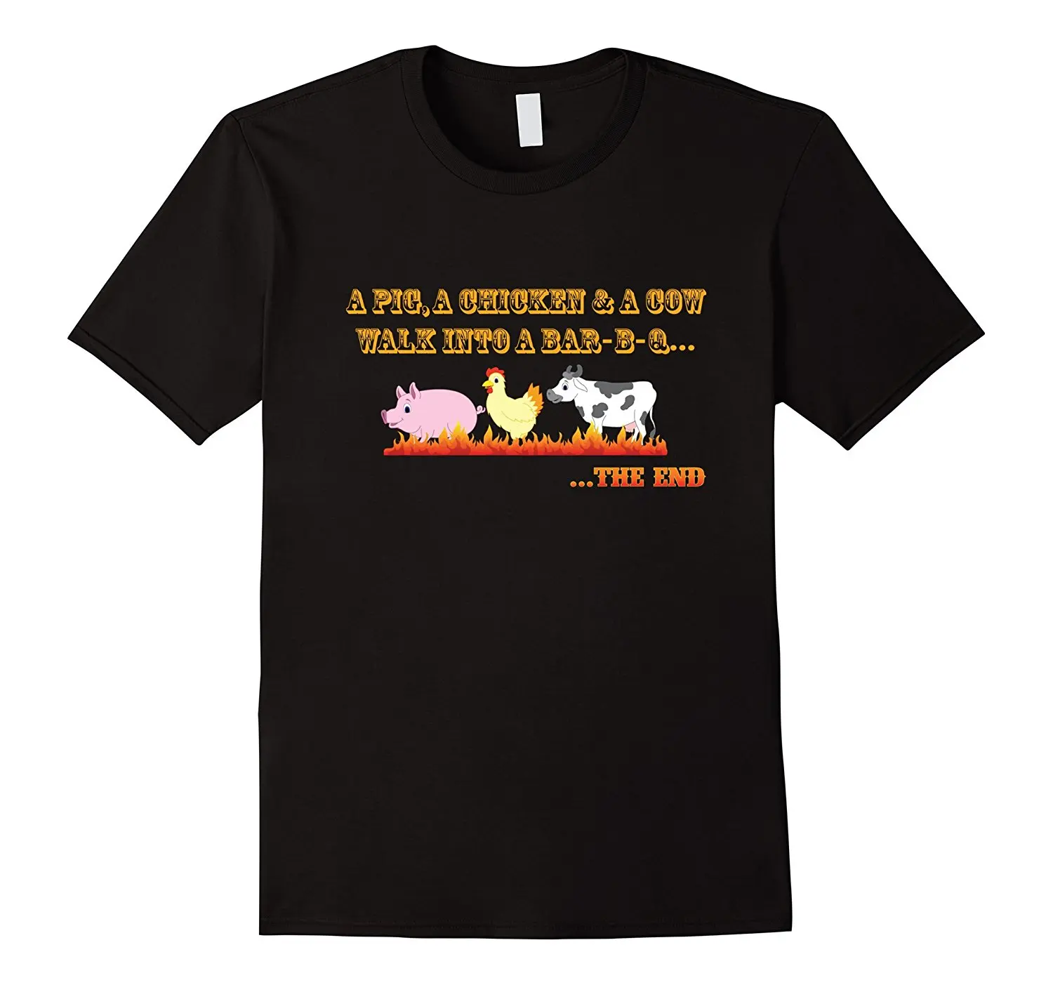 

BBQ Joke T-Shirt Funny A Pig Cow Chicken Go To A Barbecue T Shirt Discount 100 % Cotton T Shirt for Men'S Simple Style