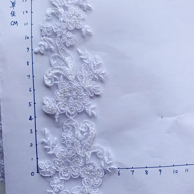 5 ярдов/партия Бисероплетение кружево отделка слоновой кости 5 см узкое кружево отделка чисто белое кружево, Черное кружево с бисером и блестками - Цвет: White 5 yards