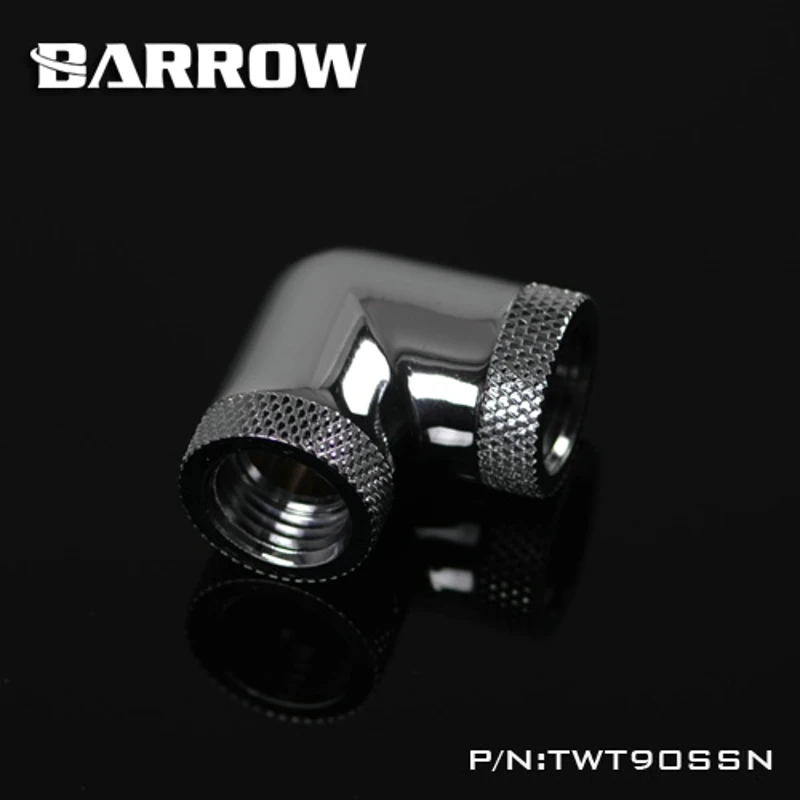 

Barrow G1/4'' Thread 90 Degree Two Rotary Fitting Adapter Rotating 90 Degrees Water Cooling Adaptors TWT90SSN Black Silver