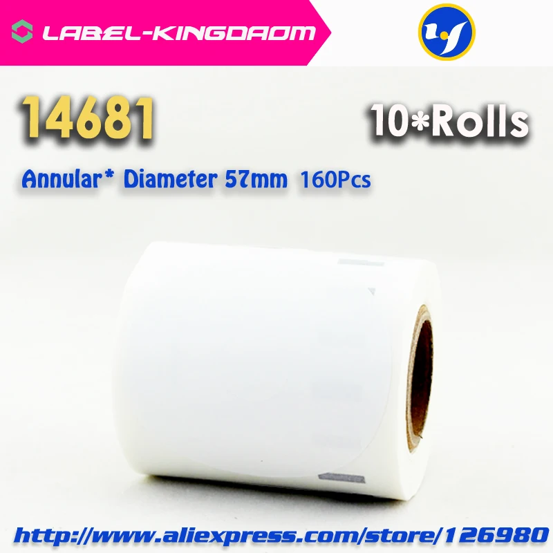 

10 Rolls Dymo Compatible 14681 Annula Label Diameter 57mm 160Pcs Compatible for LabelWriter 450Turbo Printer Small CD/DVD Label