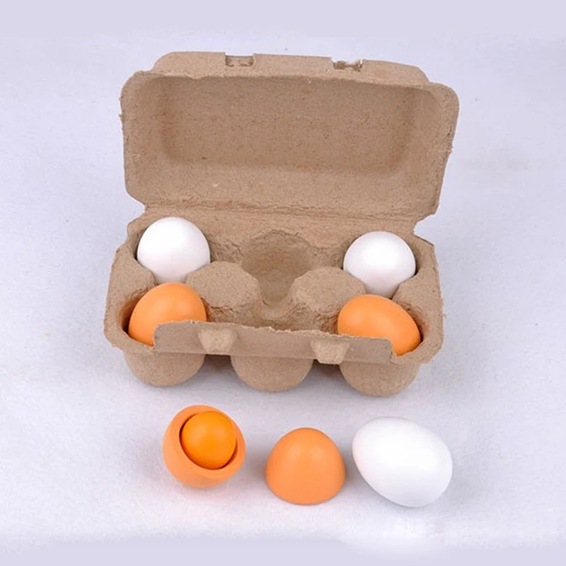6 шт./компл. Детские яйца желток ролевые игры Кухня Еда Пособия по кулинарии деревянная детская игрушка поддельное яйцо с Бумага коробка игрушки для Детский подарок