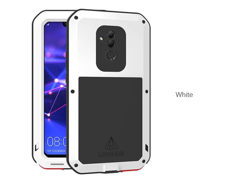 Love Mei Brand Case For Huawei Mate 20 Lite Metal Shockproof Phone Cover For Huawei Mate 20 Lite Full Body Armor Anti-Fall Shell - Цвет: Белый