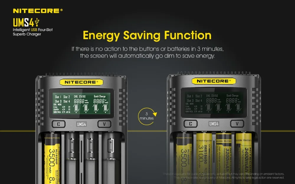 NITECORE UMS2 UMS4 Intelligent Battery Charger USB Output 3A for LiFePO4 Lithium Ion Ni-MH NiCd 18650 10350 10440 10500 NITECORE UMS2 UMS4 Intelligent Battery Charger USB Output 3A for LiFePO4 Lithium Ion Ni-MH NiCd 18650 10350 10440 10500