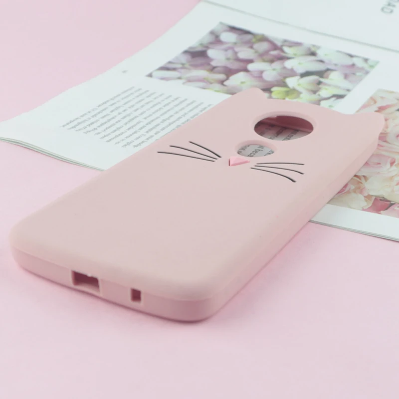 Cute 3D Cartoon Silicon Case for Motorola Moto E5 Plus E5+ Cases Japan Glitter Beard Cat Lovely Ears Kitty Phone Cover MOTOE5