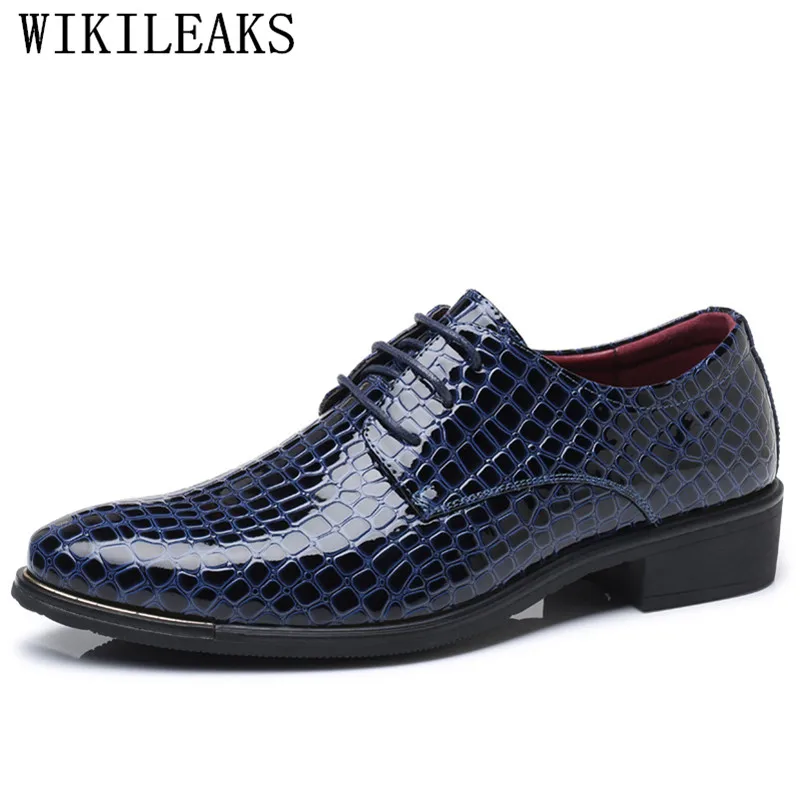 

2019 Crocodile Pattern Leather Men's Wedding Shoes Italian Luxury Brand Dress Shoes Men Business Fashion Formal Shoes Plus Size