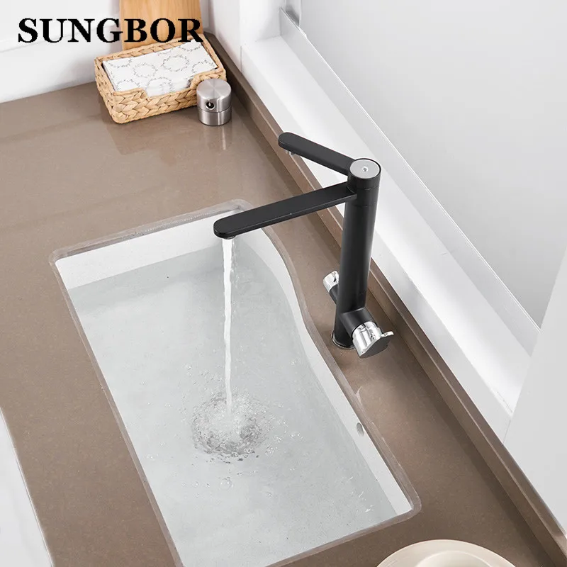 Black Kitchen Faucets 360 Degree Rotation 3 Way Water Filter Tap Water Faucets Solid Brass Kitchen Sink Tap Water Mixer CF-0181L Black Kitchen Faucets 360 Degree Rotation 3 Way Water Filter Tap Water Faucets Solid Brass Kitchen Sink Tap Water Mixer CF-0181L
