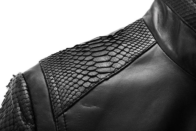 Men\'s high quality Sheepskin Leather Jackets Coat Men\'s jacket Motorcycle jacket Coat parka Men\'s leather python skin Warm (27)