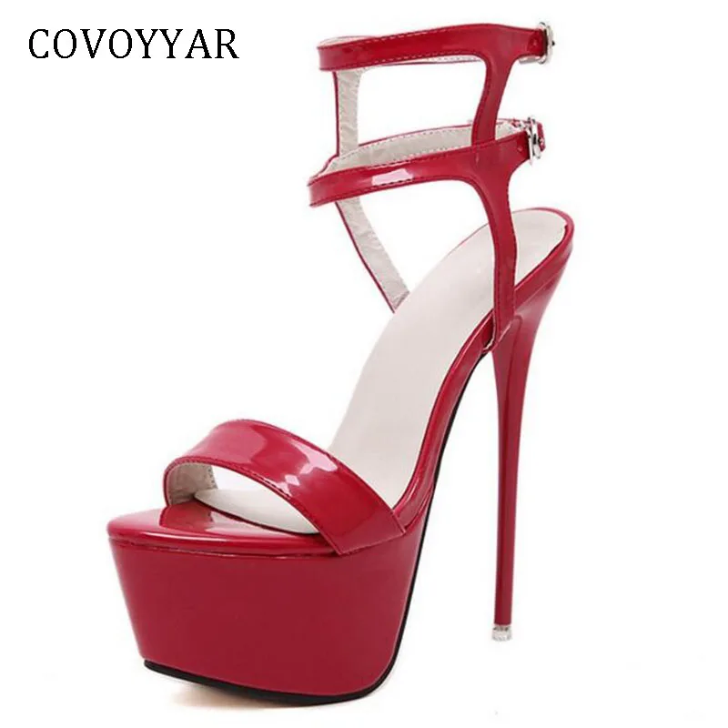 

COVOYYAR 2019 Sexy Peep Toe Women Pumps Extremely Thin High Heels Summer Buckle Strap Women Sandals Party Shoes Big Sizes WHH661