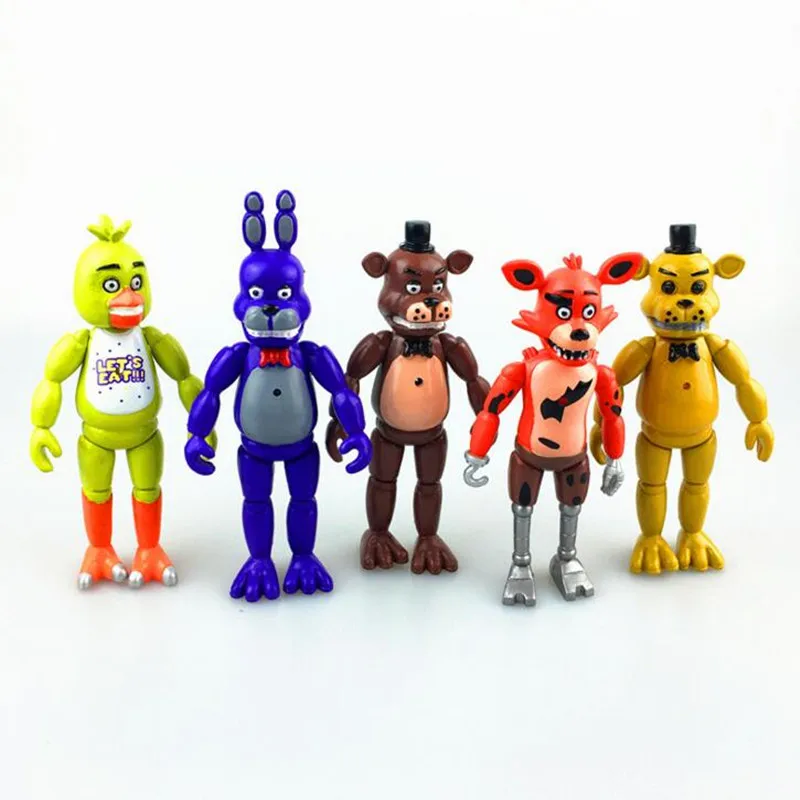

5pcs/set LED Light Foxy Five Nights At Freddy's Toys Plastic Joint Movable Fnaf Freddy Fazbear Bear Doll Action Figure Kids Gift