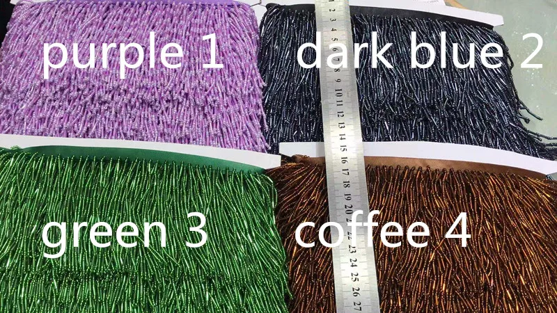 buy DX018# 10 yards bag 8 9 cm width 4 color lovely beads ribbon fringe tassel for garment decorative wedding dress