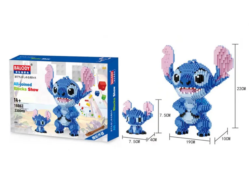 Günstige Balody Cartoon Figuren Serie Stich Blöcke Diamant Mario Modell Gebäude Ziegel Schlitten Hund Pädagogisches Gentleman Bär Modell Kits