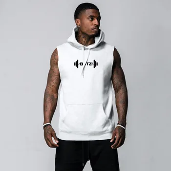 

Sports Top Men Running Vest Hooded Sleeveless Shirt Male Fitness Tanktop Cotton Mens Bodybuilding Vest Joggers Gym Undershirt