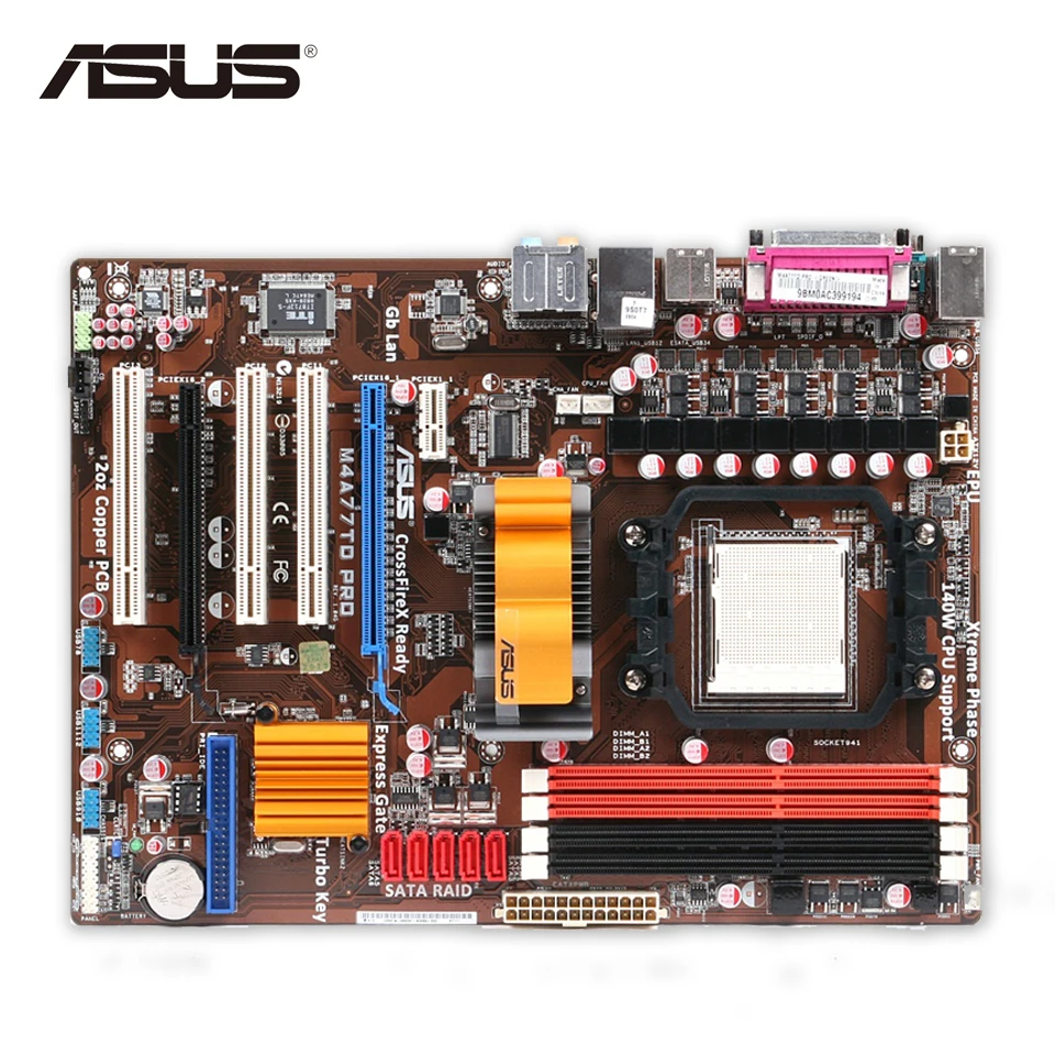 

Asus M4A77TD PRO Desktop Motherboard 770 Socket AM3 DDR3 16GB SATA II USB2.0 ATX