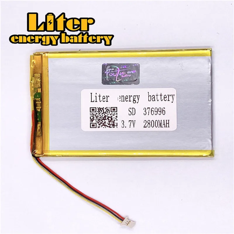 1,0 мм 3pin разъем 376996 2800mah 3,7 V плоский перезаряжаемый чистый 3,7 v lipo Аккумулятор литиевый планшетный ПК аккумулятор