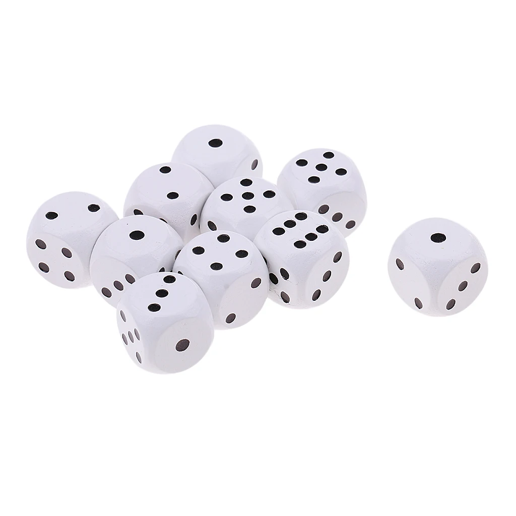 20Pcs Wooden Dice D6 Six Sided Dotted Dice for D&D TRPG MTG Board Game Toy Party Dice Casino Game Supplies