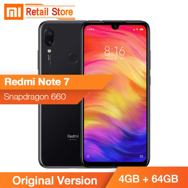 

In Stock Global Rom Xiaomi Redmi Note 7 Note7 4GB 64GB Cellphone Snapdragon 660 48+13MP Cam 4000mAh 6.3 Inch Water Drop Screen