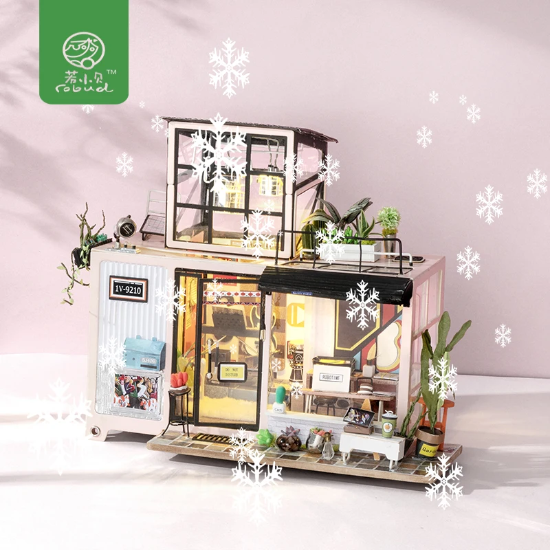 

Robud Doll House with Furniture DIY Miniature Building 3D Wooden Dollhouse Toys for Children Gift for New Year Christmas DG13