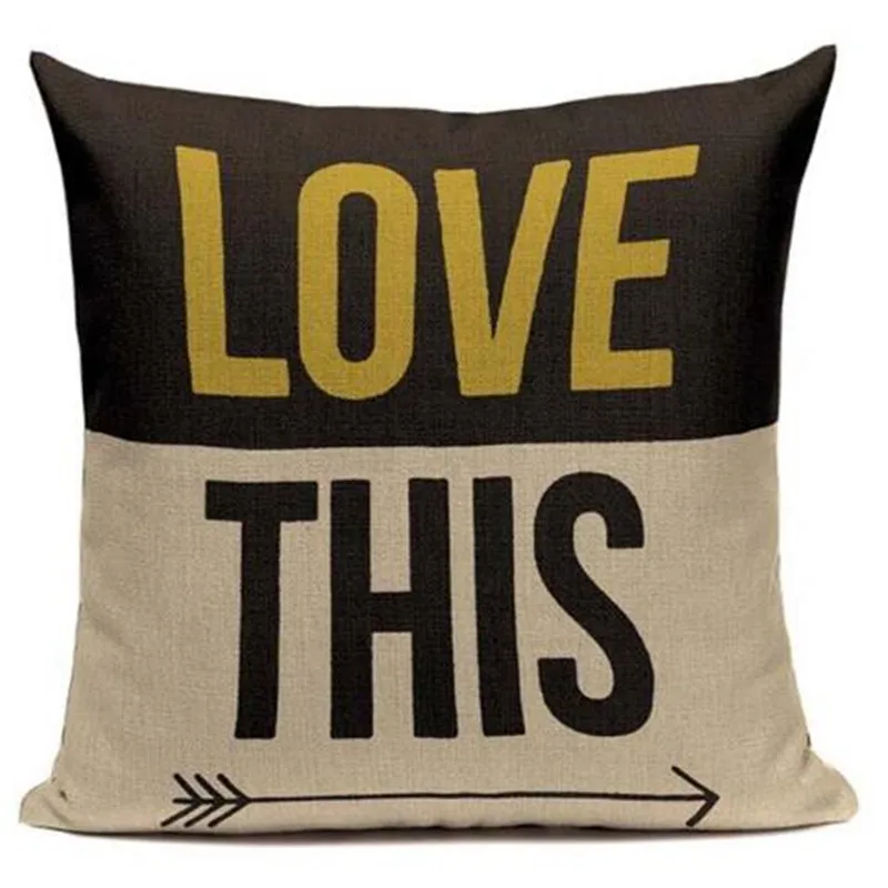 Fashion Yellow Color LOVE Bird Cushions Cover Heart Home Decor Linen Cotton Pillow Cover Decorative Throw Pillows Pillowcase