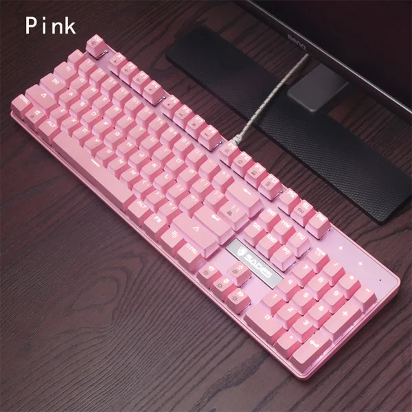 SADES настоящая механическая клавиатура подсветка RGB светодиодная клавиатура для геймеров 104 ключ проводная USB механическая клавиатура игровой офис - Цвет: Pink