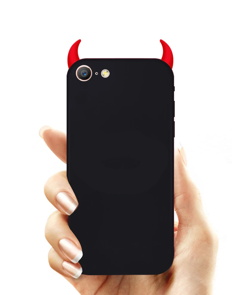 Мягкий ТПУ чехол Devil Horns Demon Angle Cover для Huawei P40 P8 P9 P10 P20 P30 Pro Lite 2017 P Smart Plus Y5P Y6P Y7P чехлы