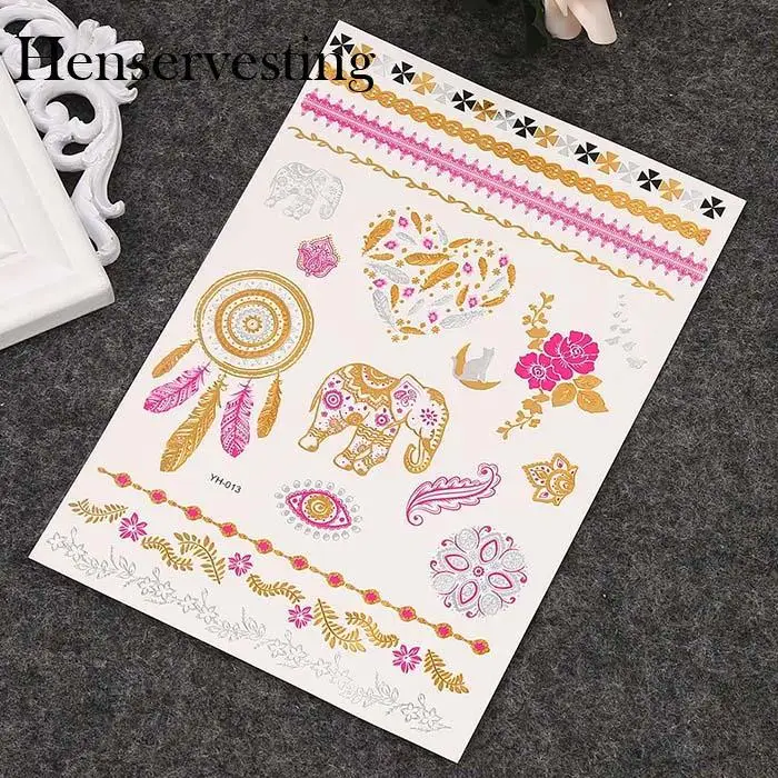 

Gold and Purple Sexy Body Art Nontoxic Tattoo Design Temporary Tattoo Stickers