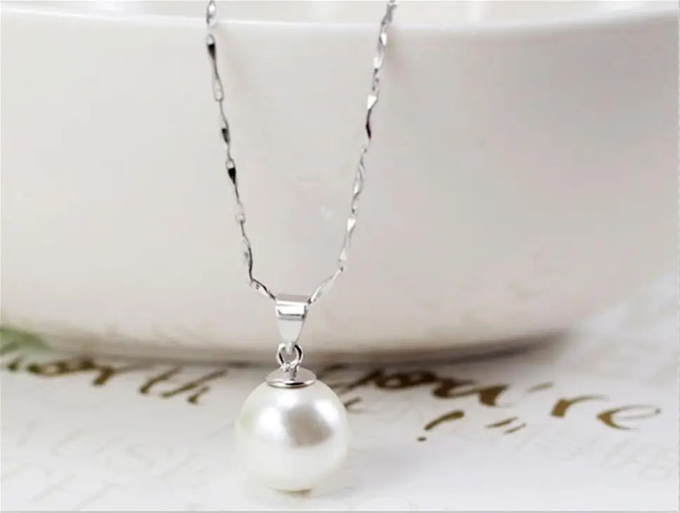 Elegant Pearl Necklace 925 Sterling Silver Natural Pearl Pendant