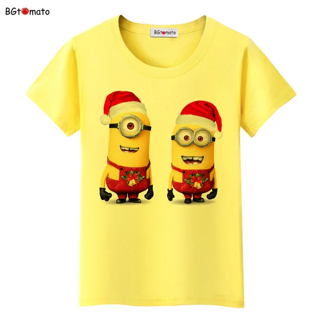 online shop bgtomato factory store cheap sale women t shirt super bgtomato factory store cheap sale women t shirt super cute christmas minions printing shirts brand good quality women tops
