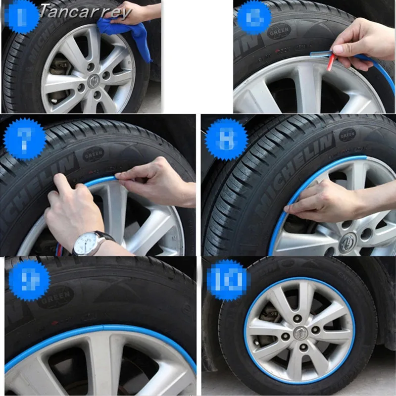 

8M/Roll Car Wheel Protector Hub Sticker for audi a6 c6 bmw f10 audi a4 b7 skoda octavia a7 peugeot 3008 hyundai ix35 Accessories