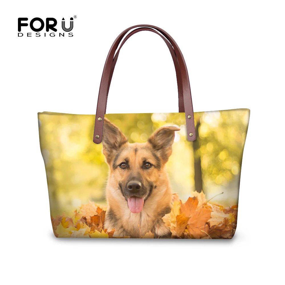 FORUDESIGNS Cute Animal German Shepherd Prints Women Handbags Large