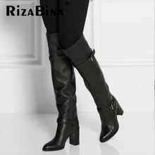 size 31-45 women real genuine leather high heel over knee boots fashion long boot winter warm botas quality footwear shoes R5391