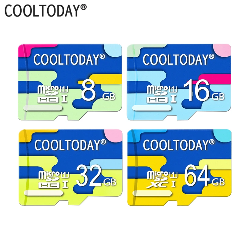 Дешевый Cooltoday четыре цвета тренд Высокое качество Micro SD карта 8 ГБ 16 ГБ 64 Гб класс 10 водостойкая карта памяти 32 ГБ новая TF карта для телефона