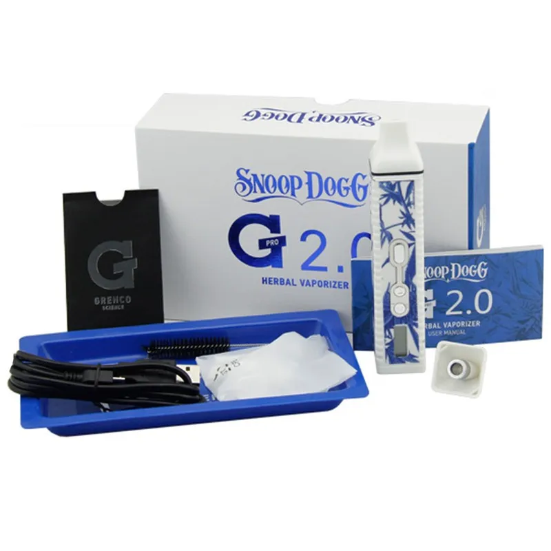  20pcs/lots snoop dogg blue and white 2.0 herbal Vaporizer G PRO 2.0 wax dry herb vaporizer pen vapor g pro electronic cigarette 
