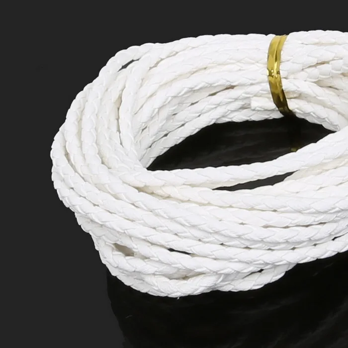 Высокое качество, 12 цветов, 3 мм, круглый плетеный шнур из искусственной кожи, шнурок, шнурок из искусственной кожи для одежды, обуви, рукоделия - Цвет: White