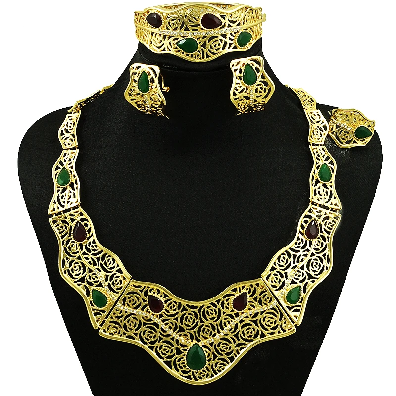 

african jewelry sets african bead jewelry set wholesale african women necklace wedding sets gold ring earring bangle necklace