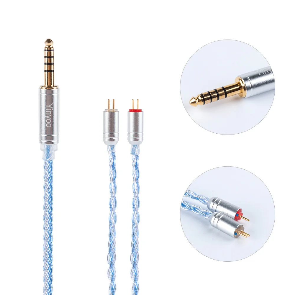 AK Yinyoo 16 Core Silver Plated Cable 2.5/3.5/4.4mm Balanced Earphone Upgrade Cable With MMCX/2Pin for ZS10 PRO AS16 ZSX C12 - Цвет: 2PIN 4.4