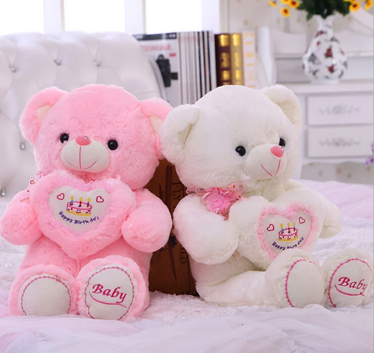 pink white teddy bear
