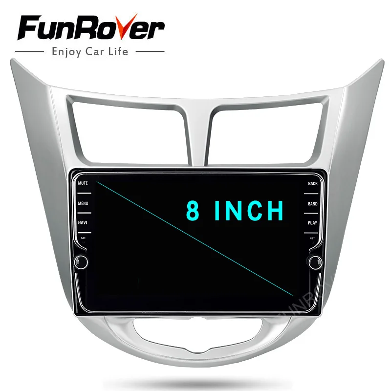 Flash Deal Funrover IPS Android 8.0 Car DVD GPS Player For Solaris Verna Accent 2011-2016 Headunit Radio Video multimedia Player Navigation 5