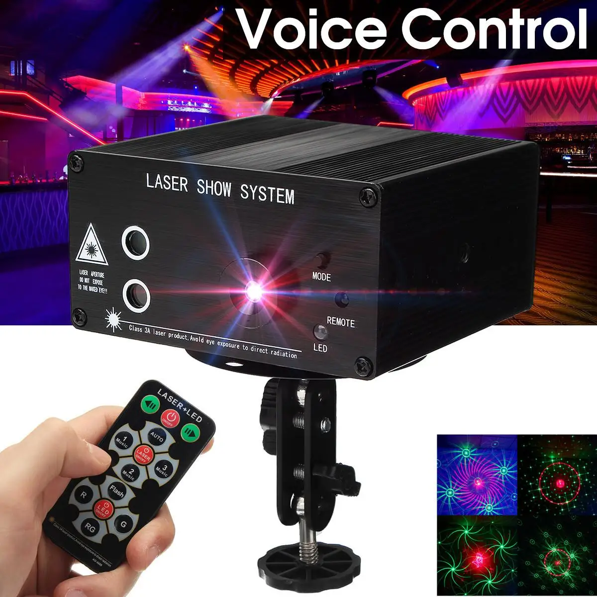 Offerte Claite 48 Modelli di Controllo Del Suono LED Della Fase Della Lampada Laser Della Discoteca Decorazione di illuminazione Con Telecomando Per KTV Bar Party DMX Lumiere Laser
