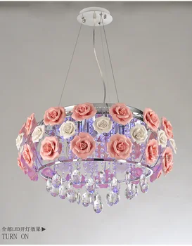 

Crystal Simple fashion warm LED pendant Lights crystal lamp sitting room the bedroom absorb dome light rose flowers ZL378