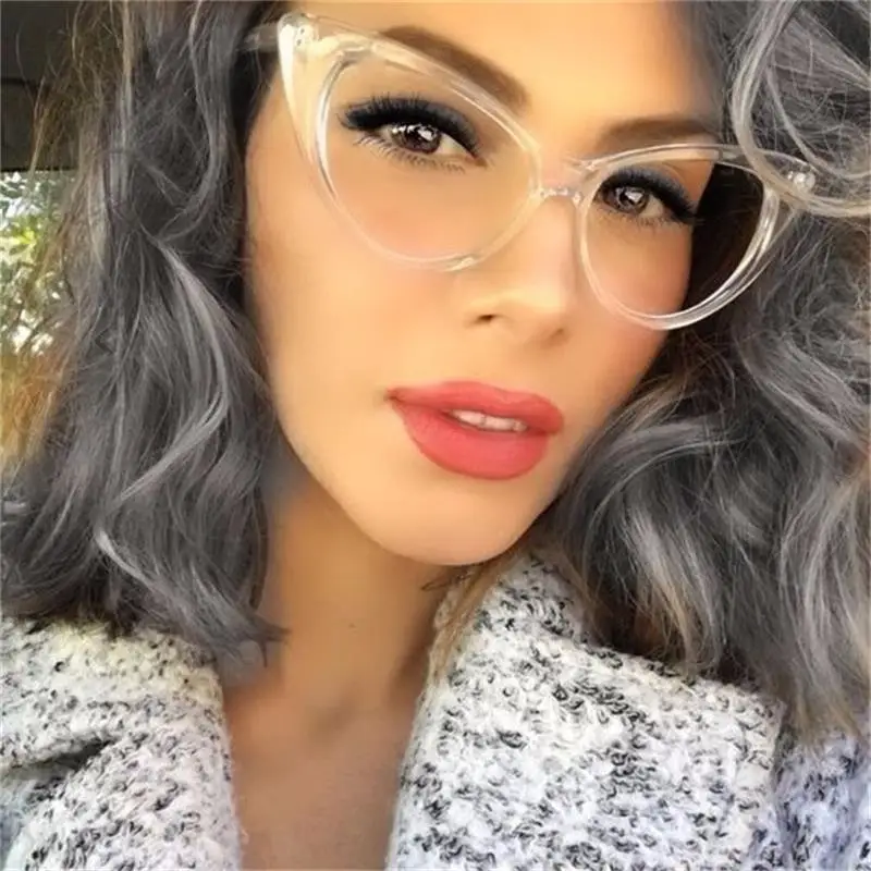 

Clear Triangle Cat Eye Sunglasses Women Classic Brand Designer Vintage Sun Glasses Female Leopard Eyeglasses Frames Shades